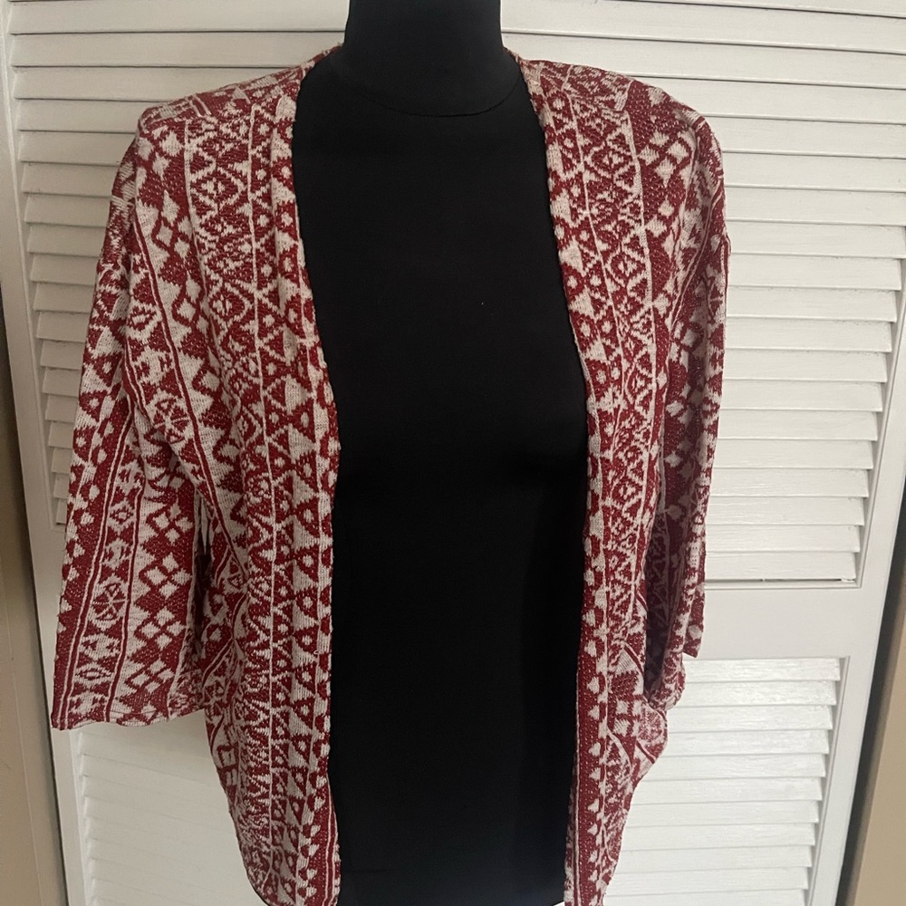 H&M Red and White Geometric Cardigan